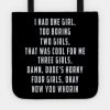 I Had One Girl Too Boring Two Girls That Was Cool  Tote Official Cow Anime Merch