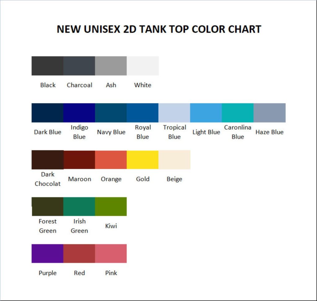 tank top color chart - Jack Harlow Shop